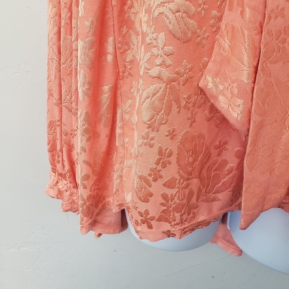 Free People NWOT Women's Small Peach Orange Long Sleeve Blouse Oversized Boho - Picture 5 of 9